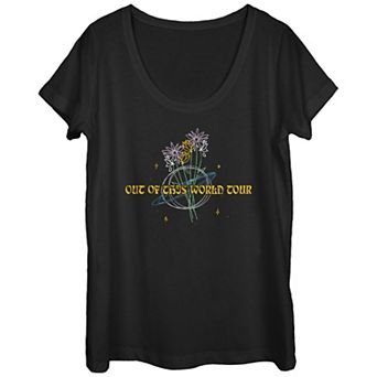 Juniors' Out Of This World Tour Poster Scoop Neck Graphic Tee