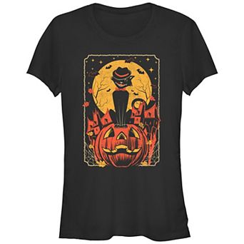 Juniors' Vintage Halloween Cat Graphic Tee
