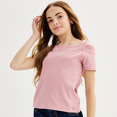 【Raucohouse】Teen open shoulder shirring hood top nasaqu_off-shoulder-soft-pink-