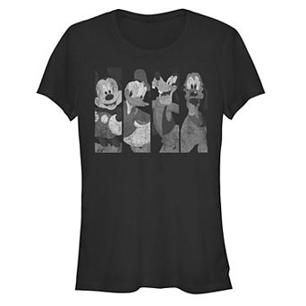 Disney's Mickey Mouse And Friends Black And White Juniors' Graphic Tee