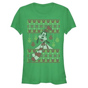 Disney's Goofy Juniors' Christmas Ornaments Sweater Graphic Tee