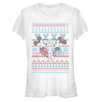Disney's Mickey Mouse Juniors' Mickey And Minnie Love Christmas Sweater Graphic Tee
