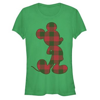 Disney's Mickey Mouse Juniors' Plaid Print Graphic Tee