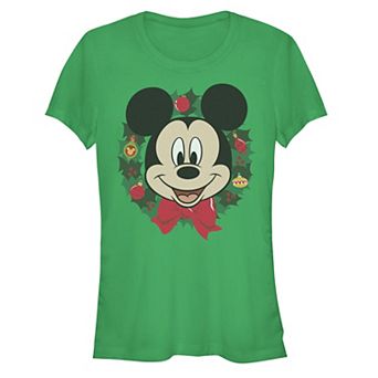 Disney's Mickey Mouse Juniors' Christmas Wreath Graphic Tee