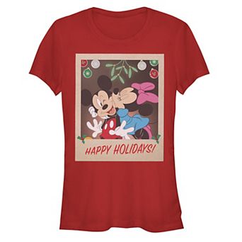 Disney's Mickey Mouse Juniors' Mickey and Minnie Happy Holidays Photo Graphic Tee