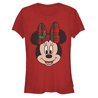 Disney's Minnie Mouse Juniors' Plaid Bow Graphic Tee