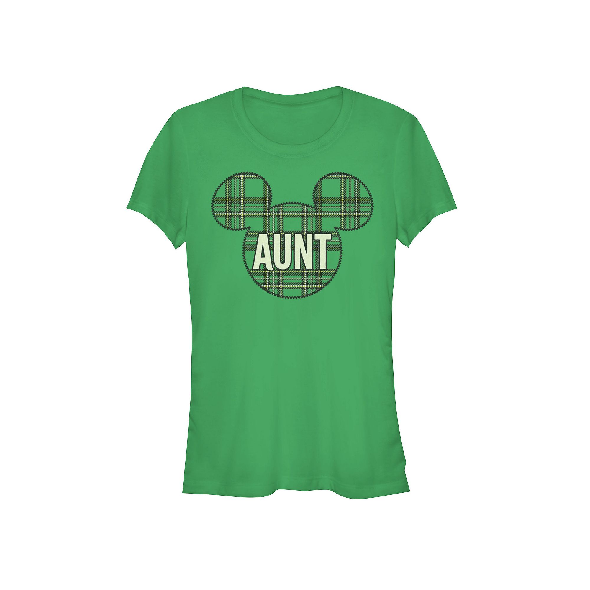 Disneys Mickey Mouse Juniors Aunt Christmas Patch Graphic Tee, Womens, S