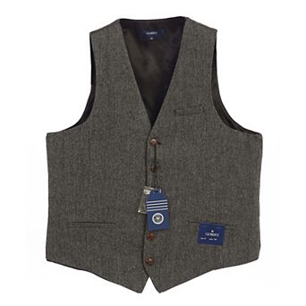 Gioberti Men's 6 Button Slim Fit Formal Herringbone Tweed Vest