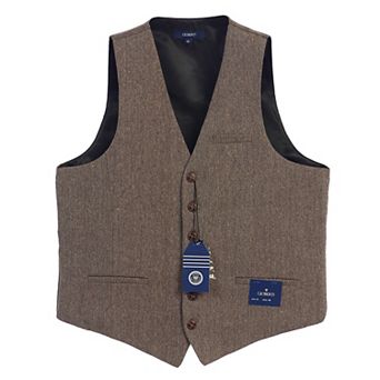 Gioberti Men's 6 Button Slim Fit Formal Herringbone Tweed Vest