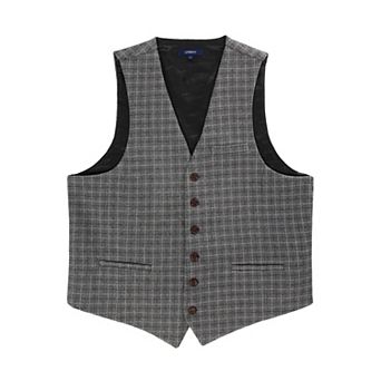 Gioberti Men's 6 Button Slim Fit Formal Herringbone Tweed Vest