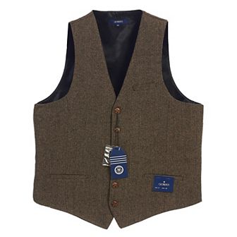 Gioberti Men's 6 Button Slim Fit Formal Herringbone Tweed Vest