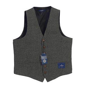 Gioberti Men's 6 Button Slim Fit Formal Herringbone Tweed Vest