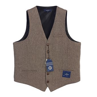 Gioberti Men's 6 Button Slim Fit Formal Herringbone Tweed Vest
