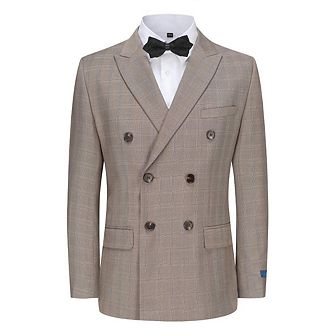 Slim Fit 2 pc Brown Check Double Breasted Suit