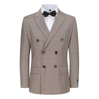 Slim Fit 2 pc Brown Check Double Breasted Suit