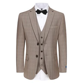 Slim Fit 3 pc Brown Check Suit
