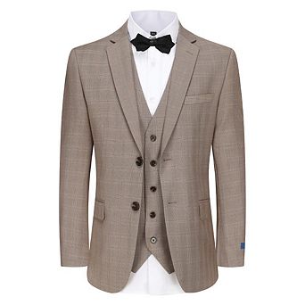 Slim Fit 3 pc Brown Check Suit