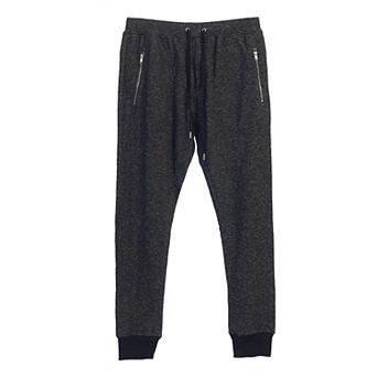 Gioberti Men's Solid And Marled Jogger Sweatpants With Elastic Drawstring Waist
