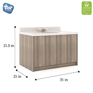 Tot Mate Single Floor Daycare Vanity With Marble Top, Kids Bathroom Vanities