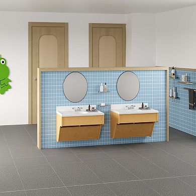 Tot Mate Single Sink Daycare Wall-mount  Vanity With Marble Top, Kids Bathroom Vanities