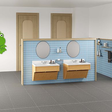 Tot Mate Single Sink Daycare Wall-mount Vanity With Marble Top, Kids Bathroom Vanities