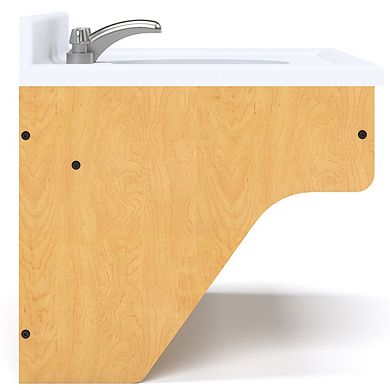 Tot Mate Single Sink Daycare Wall-mount Vanity With Marble Top, Kids Bathroom Vanities