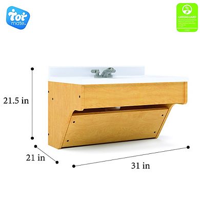 Tot Mate Single Sink Daycare Wall-mount Vanity With Marble Top, Kids Bathroom Vanities