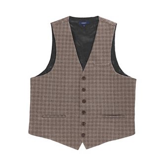 Gioberti Men's 6 Button Slim Fit Formal Herringbone Tweed Vest