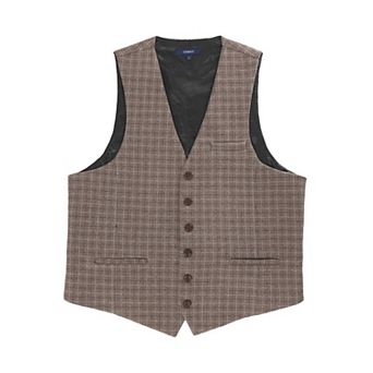 Gioberti Men's 6 Button Slim Fit Formal Herringbone Tweed Vest
