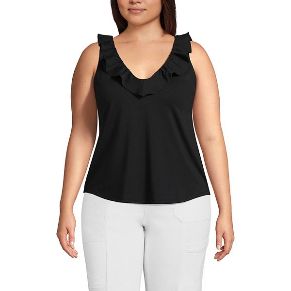 Plus Size Lands' End Jersey Ruffle Tank