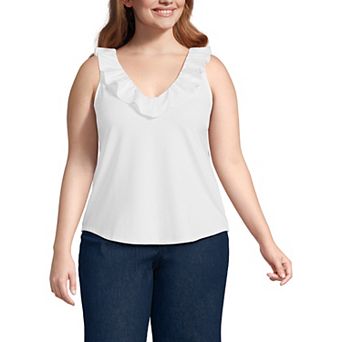 Plus Size Lands' End Jersey Ruffle Tank