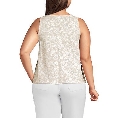 Plus Size Lands' End Slub Button Down Tank