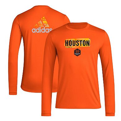 Men's adidas Orange Houston Dynamo FC Local Pop AEROREADY Long Sleeve T-Shirt