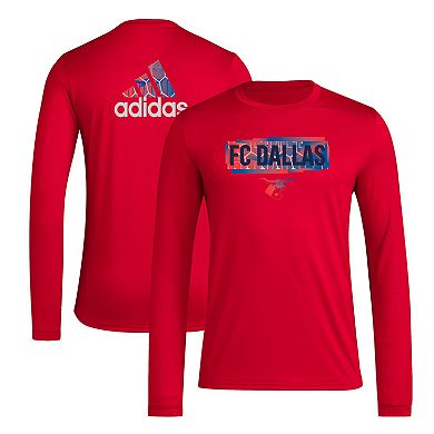 Men's adidas Red FC Dallas Local Pop AEROREADY Long Sleeve T-Shirt