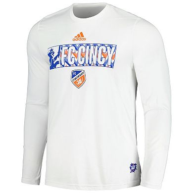 Men's adidas White FC Cincinnati 2024 Jersey Hook AEROREADY Long Sleeve T-Shirt