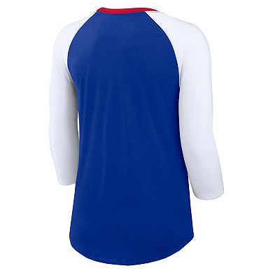 Women's Nike Royal/White Buffalo Bills Knockout Arch Raglan Tri-Blend 3/4-Sleeve T-Shirt