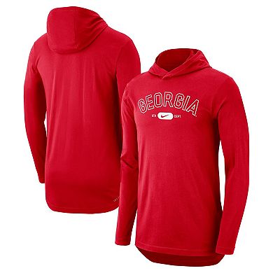 Men's Nike Red Georgia Bulldogs Campus Performance Long Sleeve Hoodie T-Shirt