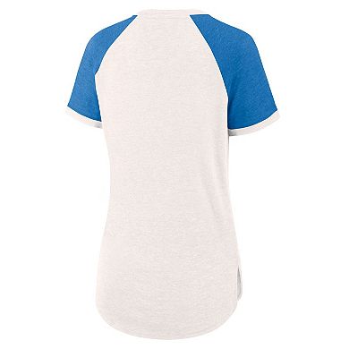 Women's Fanatics Branded White/Royal Texas Rangers For the Team Slub Raglan V-Neck Jersey T-Shirt