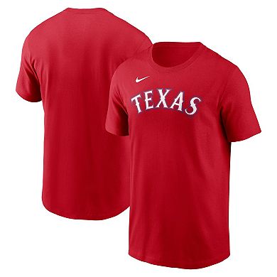 Men's Nike Red Texas Rangers Fuse Wordmark T-Shirt