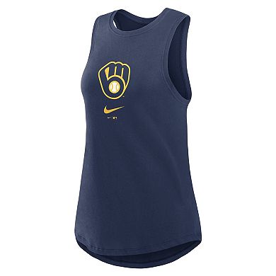 Women's Nike Navy Milwaukee Brewers Legacy Icon High Neck Fashion Tank Top