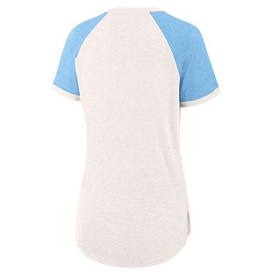 Women's Fanatics Branded White/Light Blue Philadelphia Phillies Cooperstown Collection For the Team Slub Raglan V-Neck Jersey T-Shirt