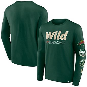 Men's Fanatics Branded Green Minnesota Wild Strike the Goal Long Sleeve T-Shirt