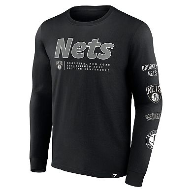 Men's Fanatics Branded Black Brooklyn Nets Baseline Long Sleeve T-Shirt