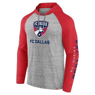 Men's Fanatics Branded Steel FC Dallas Deflection Raglan Pullover Hoodie
