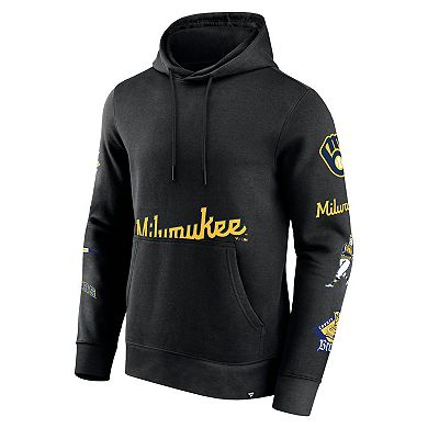 Men's Fanatics Branded Black Milwaukee Brewers Wild Winner Pullover Hoodie