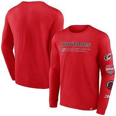 Men's Fanatics Branded Red Carolina Hurricanes Strike the Goal Long Sleeve T-Shirt