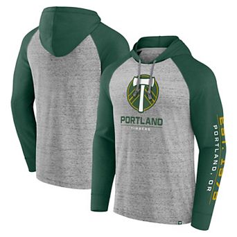 Men's Fanatics Branded Steel Portland Timbers Deflection Raglan Pullover Hoodie