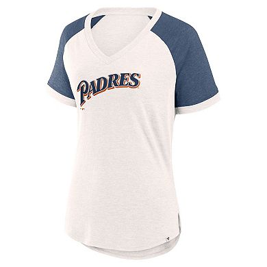 Women's Fanatics Branded White/Navy San Diego Padres For the Team Slub Raglan V-Neck Jersey T-Shirt