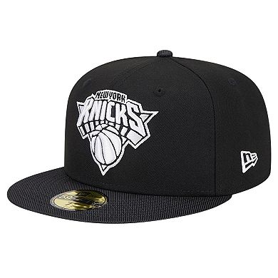 Men's New Era Black New York Knicks Active Satin Visor 59FIFTY Fitted Hat