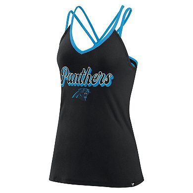 Women's Fanatics Branded Black Carolina Panthers Go For It Strappy Crossback Tank Top